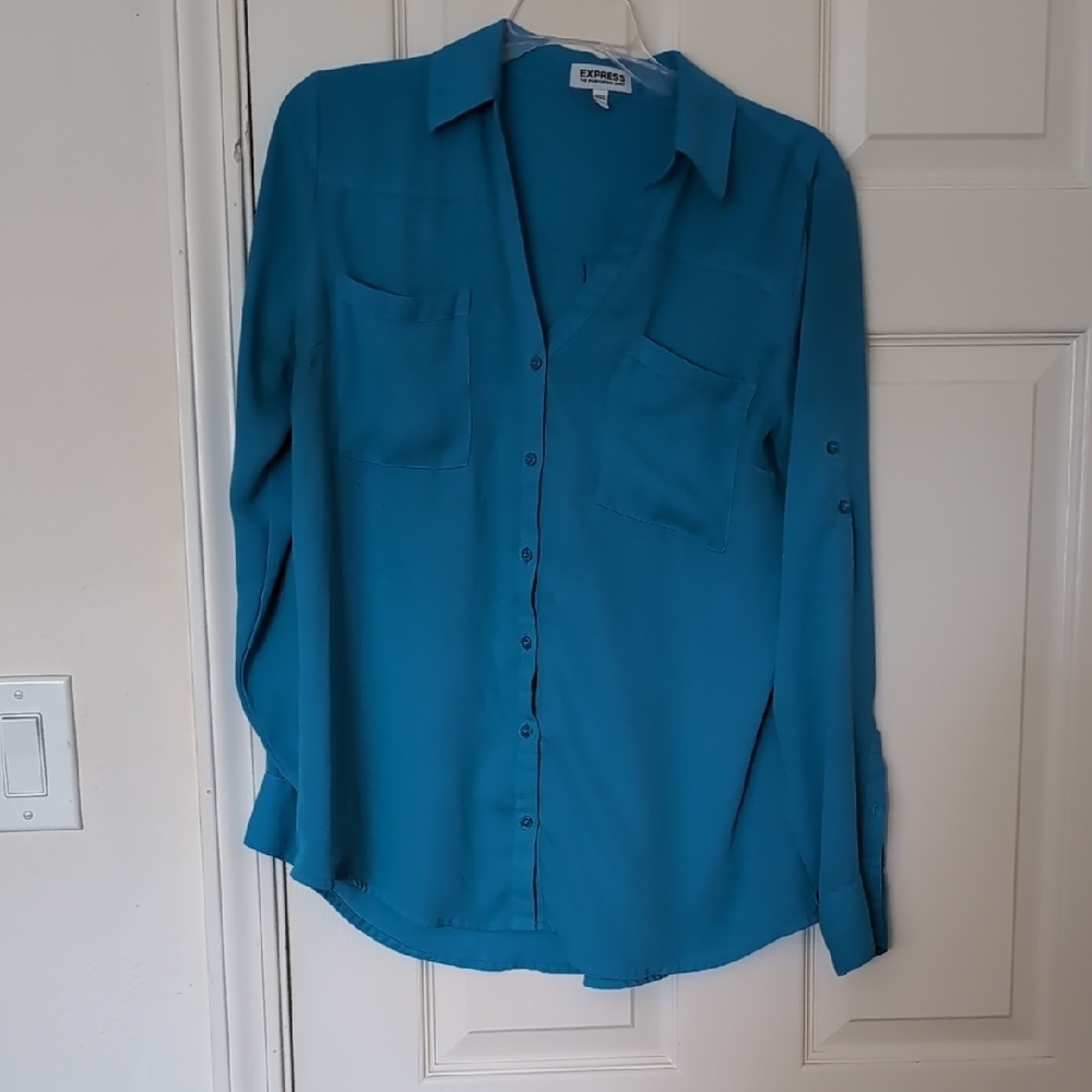 Essentials Blue Long Sleeve Button Down Shirt